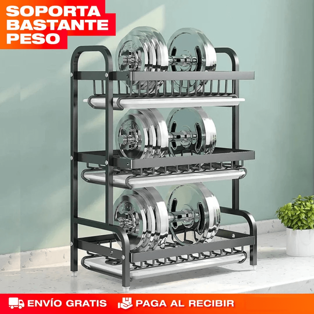 Organizador de Platos y Utensilios 3 Niveles – Eficiencia y Elegancia