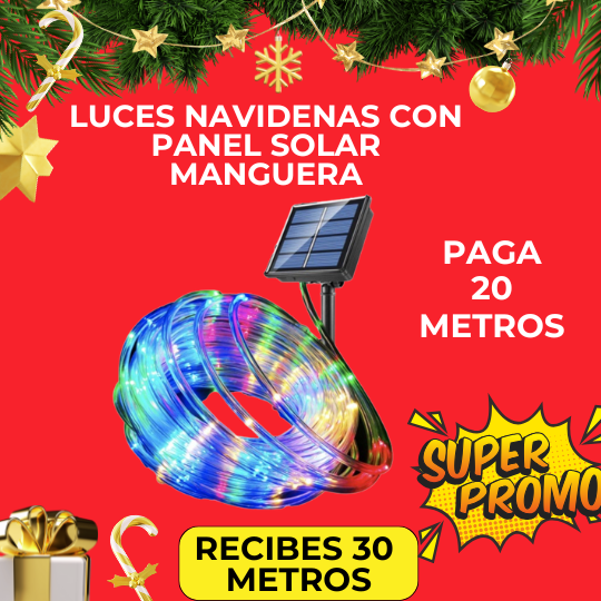 TwinkleMax LUCES NAVIDEÑAS CON PANEL SOLAR MANGUERA (PAGUE 20 MTS LLEVE 30 MTS) - [PROMOCIÓN DISPONIBLE SOLO HOY]