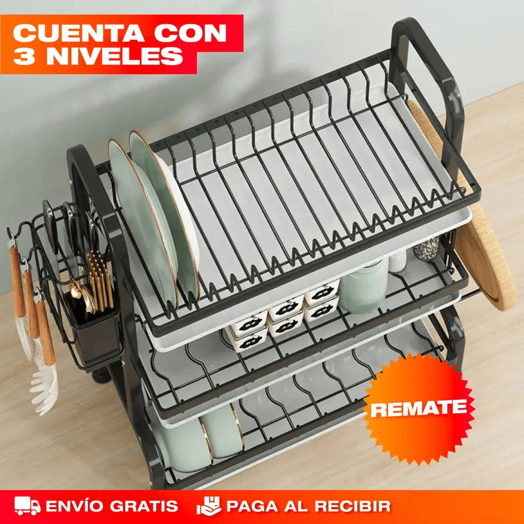 Organizador de Platos y Utensilios 3 Niveles – Eficiencia y Elegancia