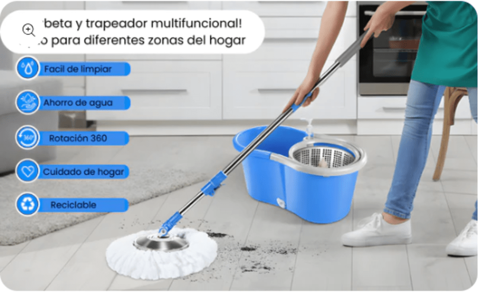 Trapero Giratorio Magico Con Balde 360° -  [PROMOCIÓN DISPONIBLE SOLO HOY]